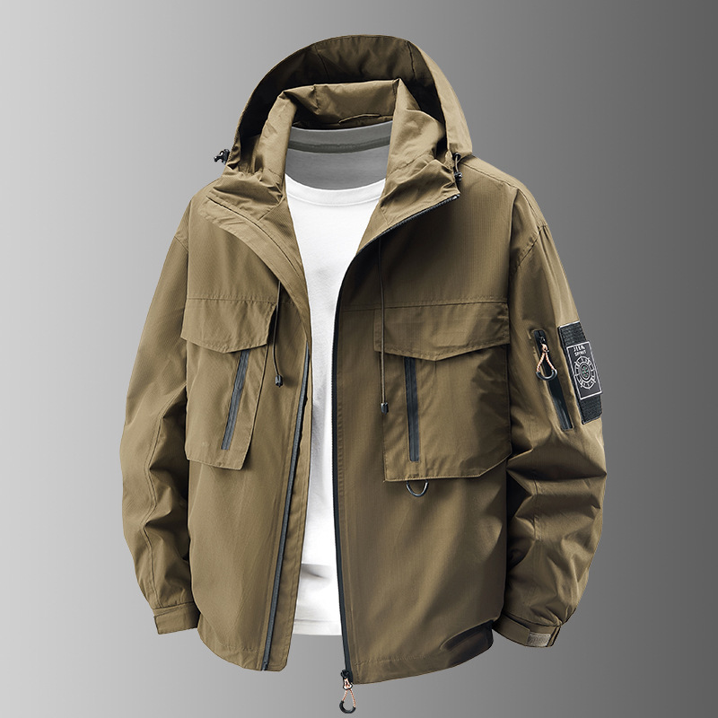 Streetwear Outdoor Brand - سترة عمل خارجية بقلنسوة للرجال لربيع