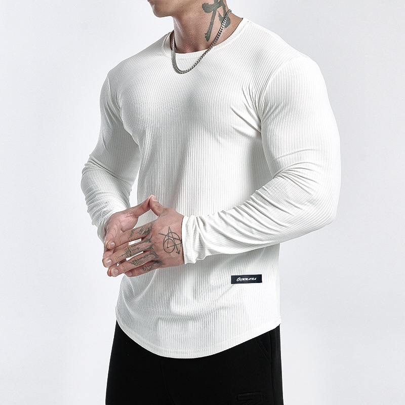 Urban Streetwear Brand - قميص رياضي رجالي عصري مخطط بأكمام