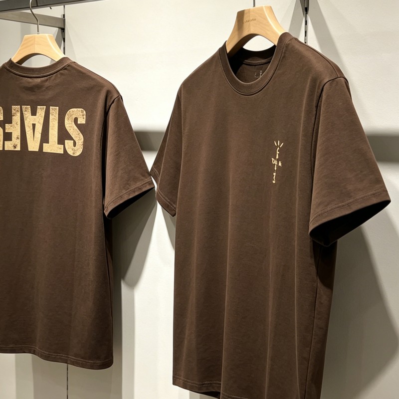 Cactus Jack Tee - قمصان تي شيرت صيفية بنية اللون