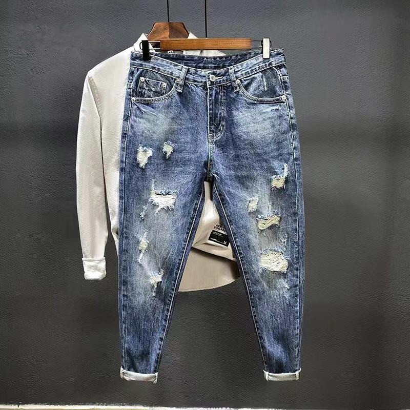 تسع نقاط الجينز مع ثقوب للرجال - مراجعة Urban Streetwear Brand وسعره